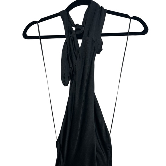 NEW NWOT Show Me Your Mumu Jasmine Fringe Halter Maxi Dress Black Satin SIZE M - Picture 4 of 12